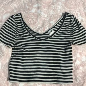 black and white striped crop top